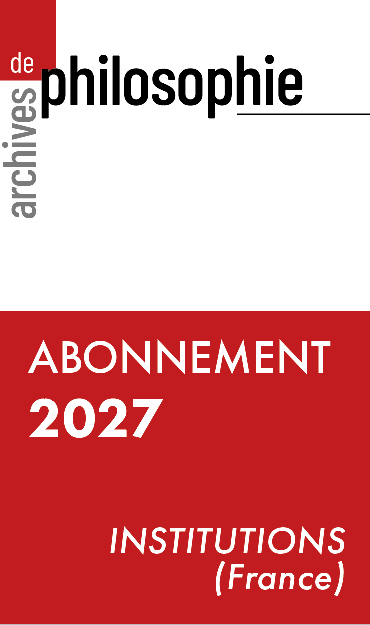 Abonnement 2027 | Archives de philosophie Institutions en France