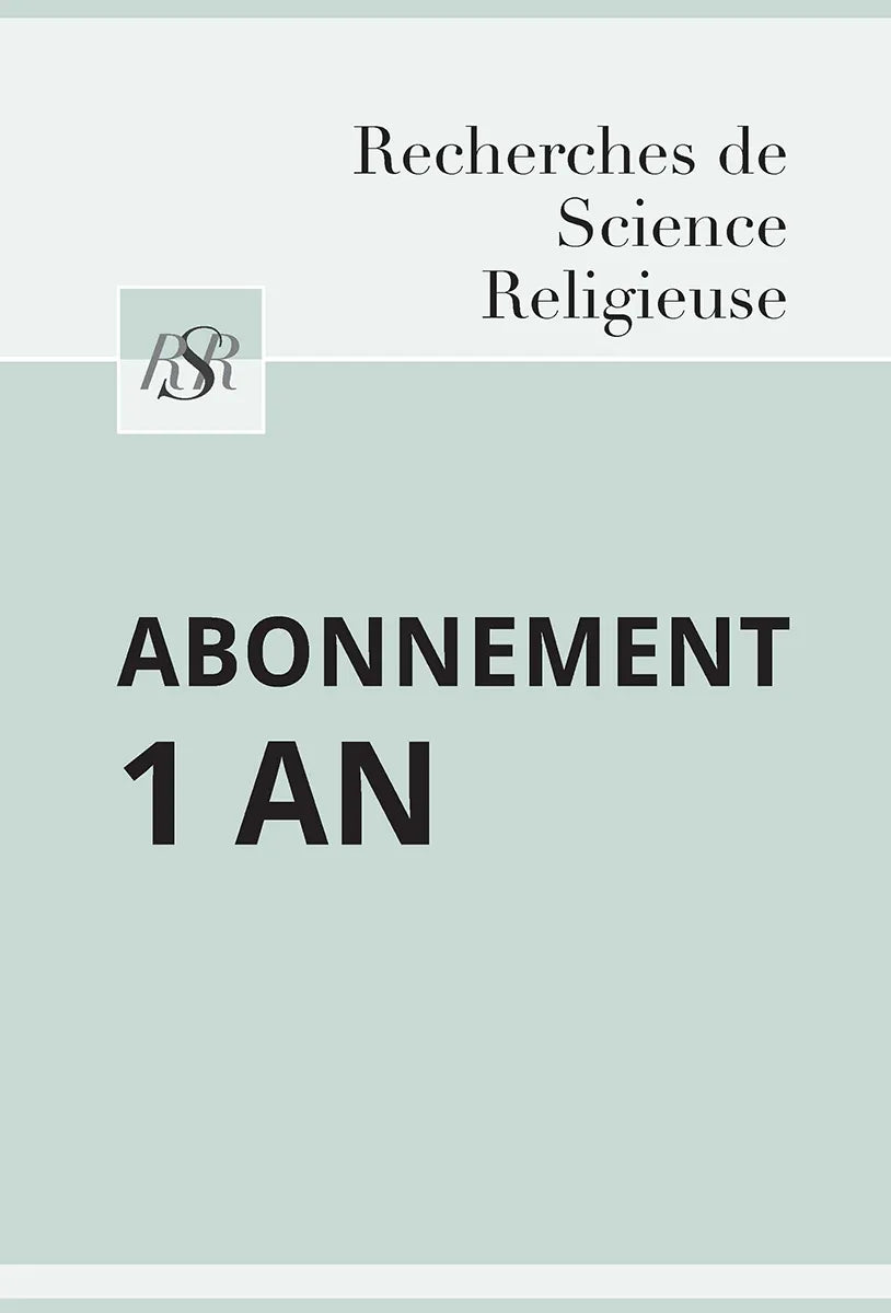 Abonnement 1 an | Recherches de Science Religieuse