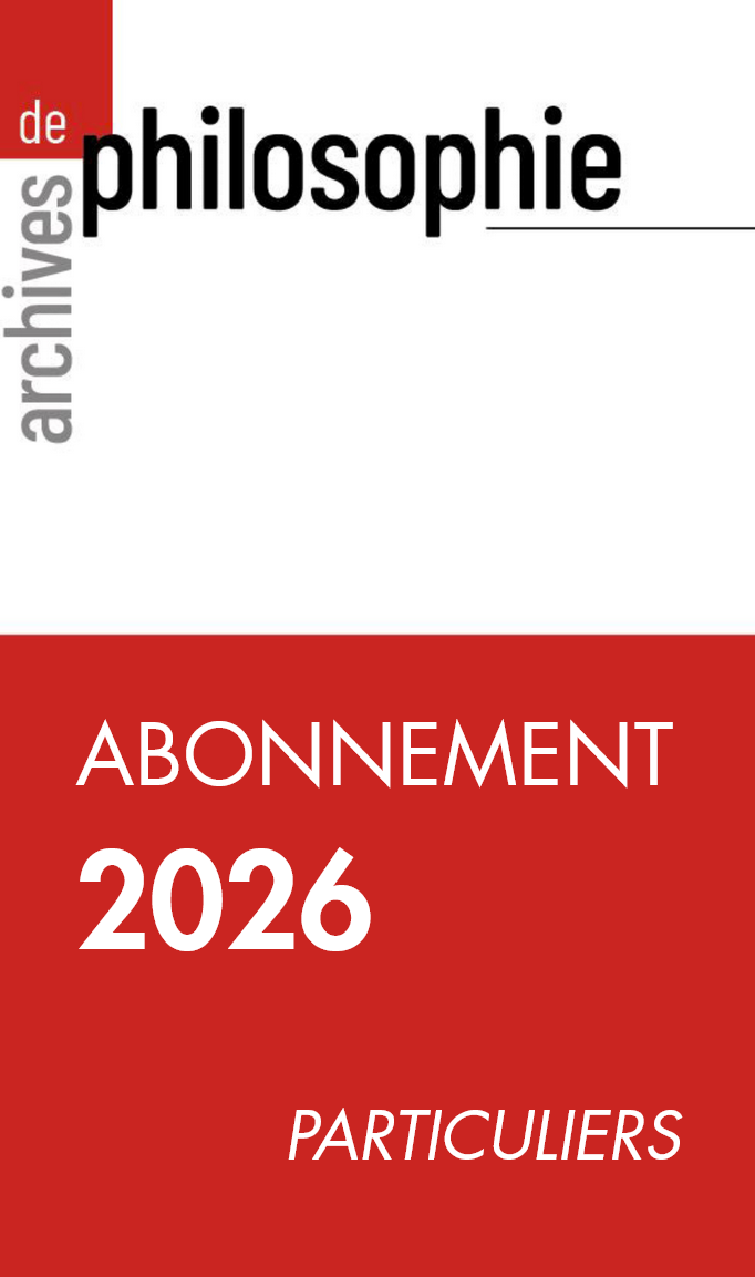 Abonnement 2026 | Archives de philosophie Particuliers