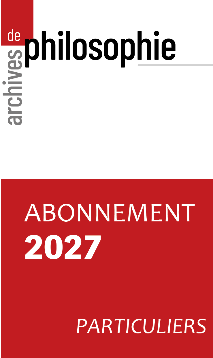 Abonnement 2027 | Archives de philosophie particuliers