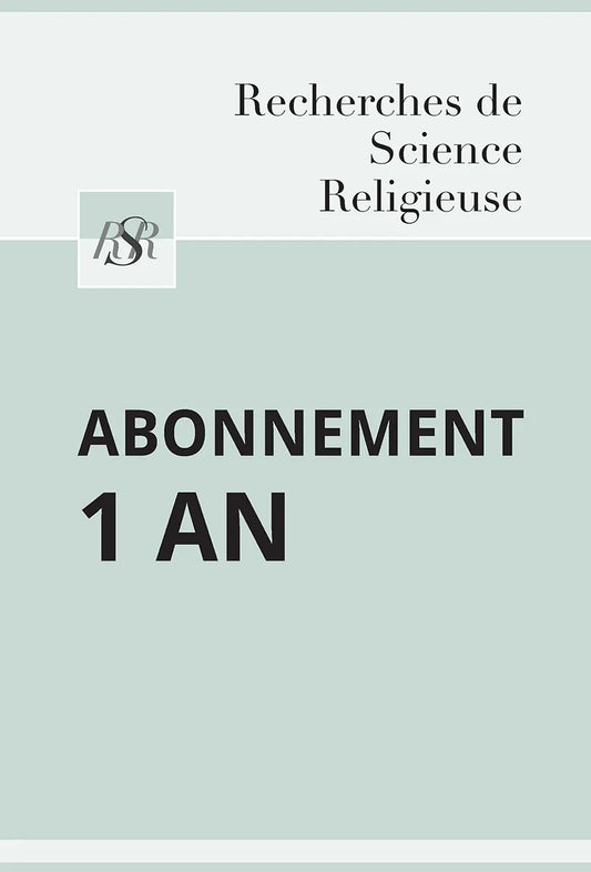 Abonnement 1 an | Recherches de Science Religieuse