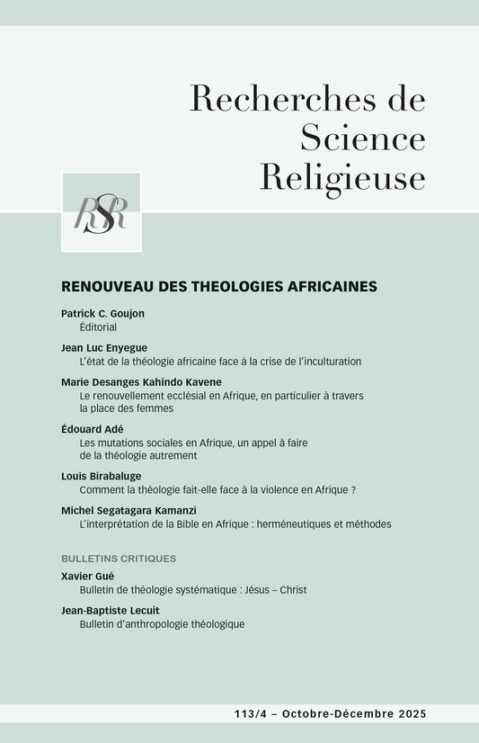 Renouveau des théologies africaines