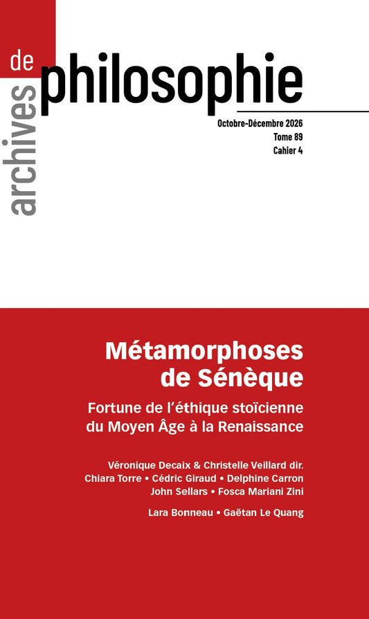 Métamorphoses de Sénèque. Fortune de l’éthique stoïcienne du Moyen Âge à la Renaissance