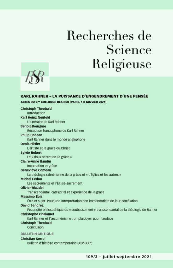 Karl Rahner – Actes du 27e colloque des RSR