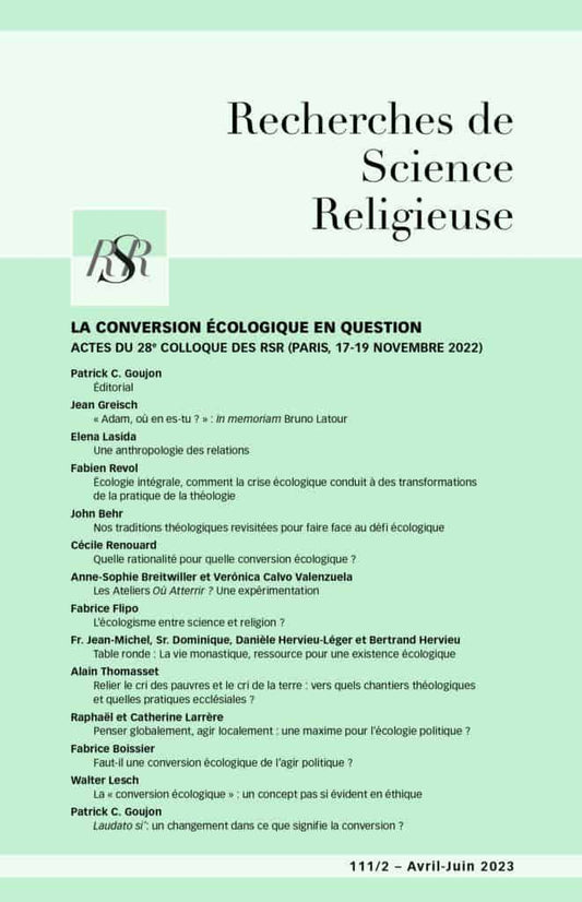 La conversion écologique en question – Actes du 28è colloque des RSR